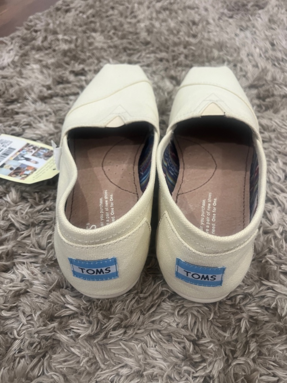 TOMS Cream Canvas Slip-On Flats with Multicolor Lining - Picture 4 of 6
